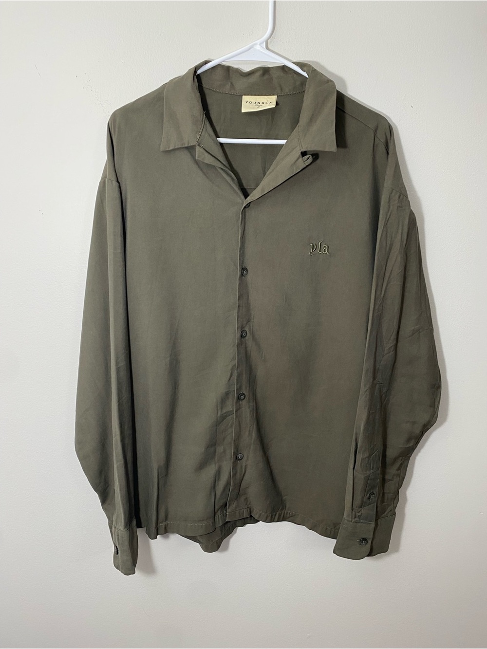 YoungLA Olive Green Button Shirt Large